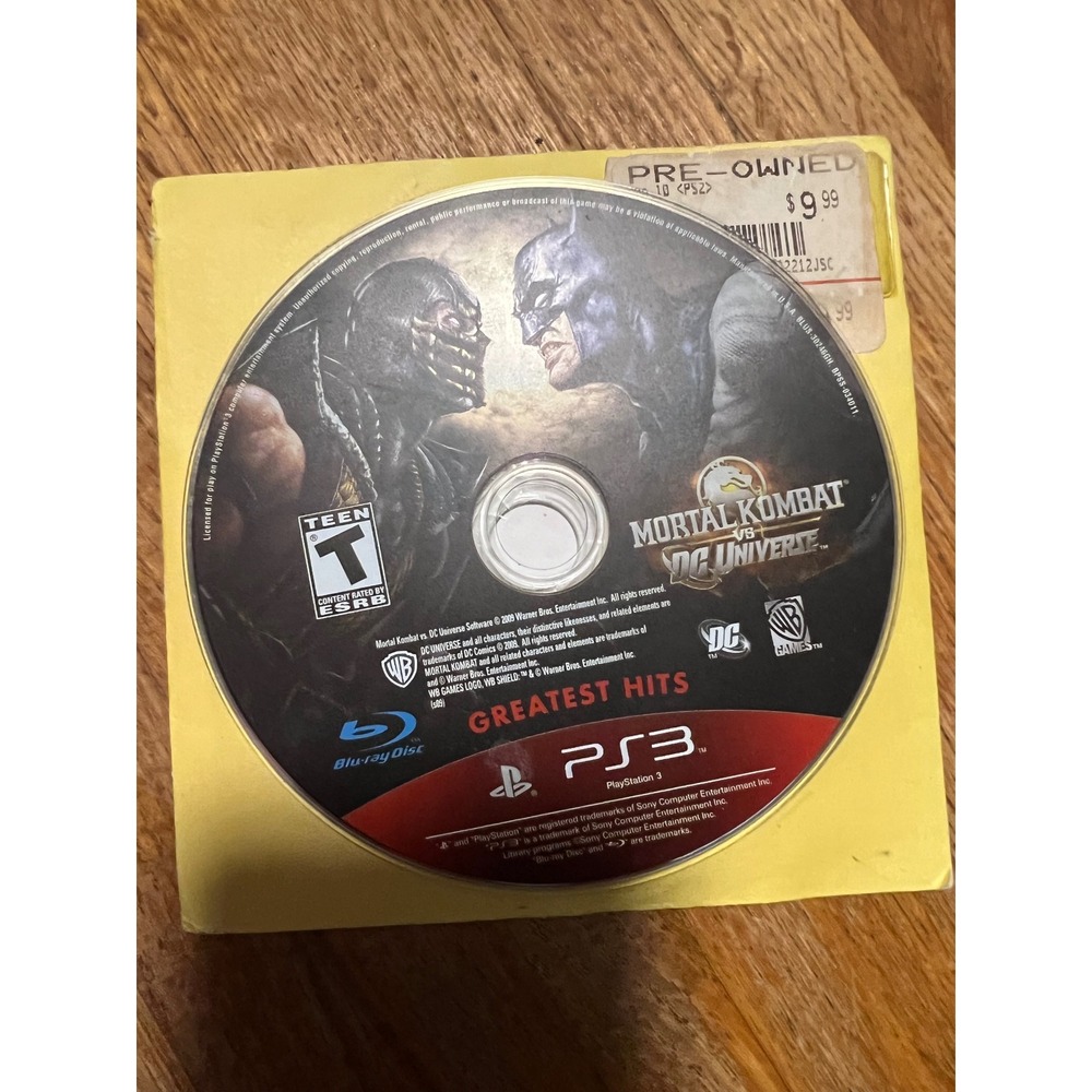 Mortal‎ Kombat vs DC Universe Greatest Hits Sony PlayStation 3 PS3 Disc Only